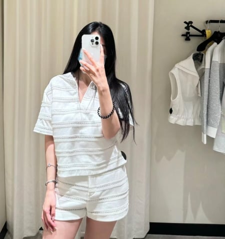 2024 قميص شانيل جيرسيه قطني أبيض جديد بسعر مخفض رخيص تقليد طبق الاصل