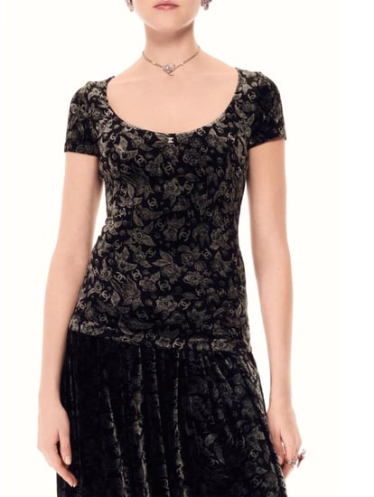 CHANEL SKIRT Velvet Jersey 2024 2024 تنورة شانيل جيرسي مخملي  أسود