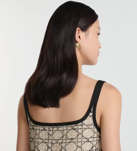 Dior Short Flared Cannage Dress فستان ديور قصير تويد بيج