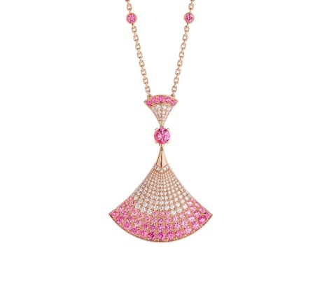 قلادة بولغاري ديفاز دريم  وردي ذهبي كريستالي