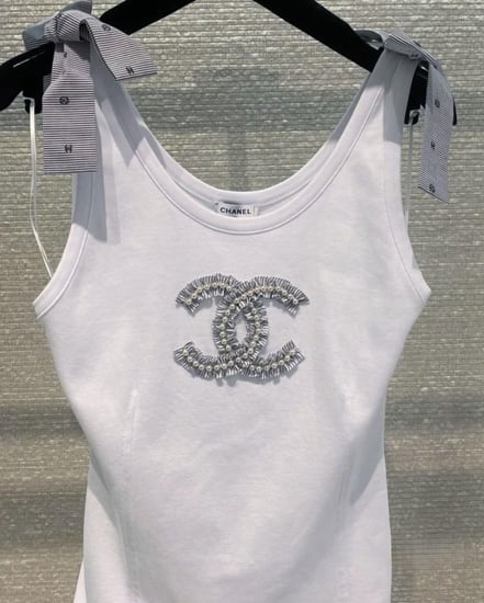 chanel logo cc tank top