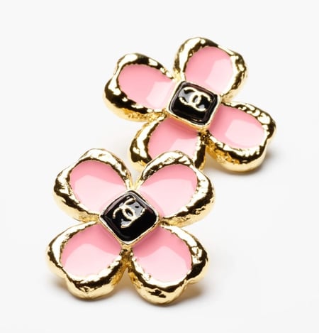 2024شانيل اقراط ستد وردي و ذهبي معدن راتنج