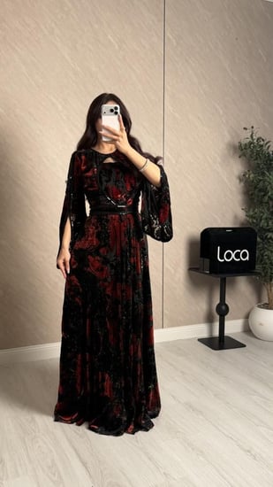 فستان ناعم بورد احمر