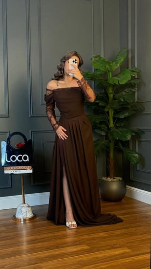 فستان سهره ناعم بلون الموكا من لوكا فاشن