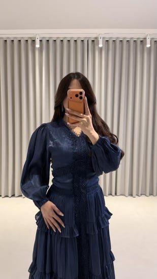 فستان ناعم  بلون ازرق