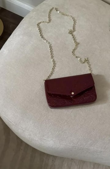 شنطه فاخره احمر برغندي لامع