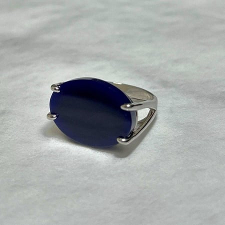 خاتم رجالي فضة عيار 925 ( كحلي ) مقاس 5