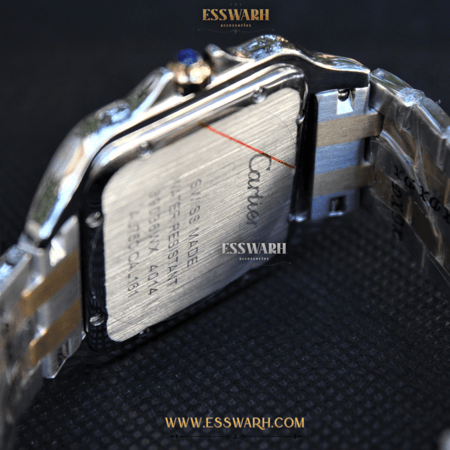 ساعة كارتير سانتوس دومو - بطاريات سير استانليس ستيل لونين مينا ابيض  ايطار ذهبي مقاس 39