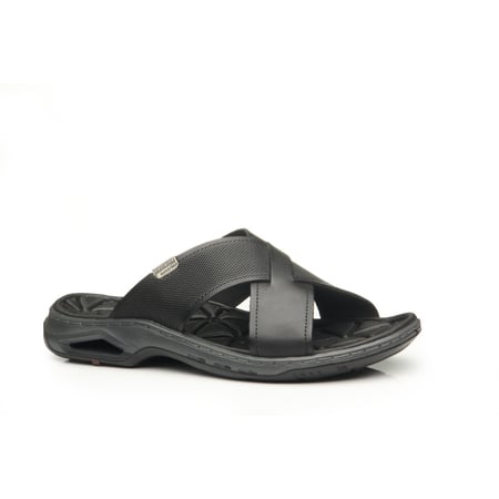 شبشب جلد رجالى سادة رجالي - أسود