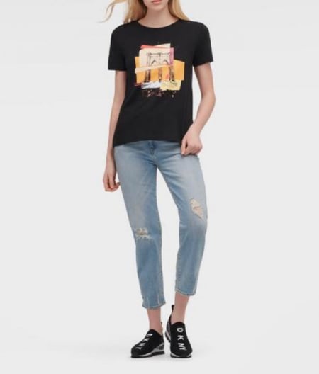 تيشيرت نسائي أسود  سمولdkny