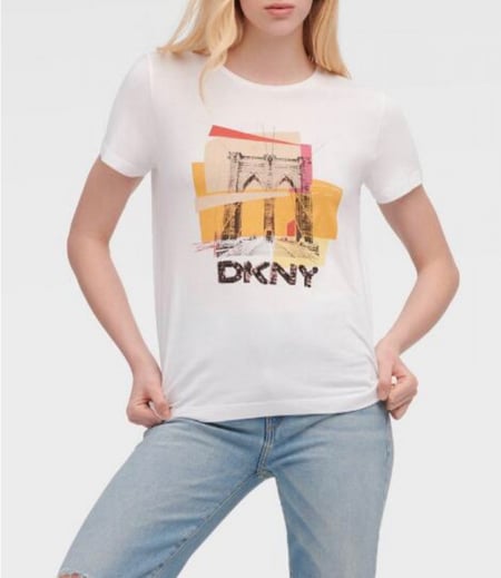 تيشيرت نسائي أبيض  سمولdkny