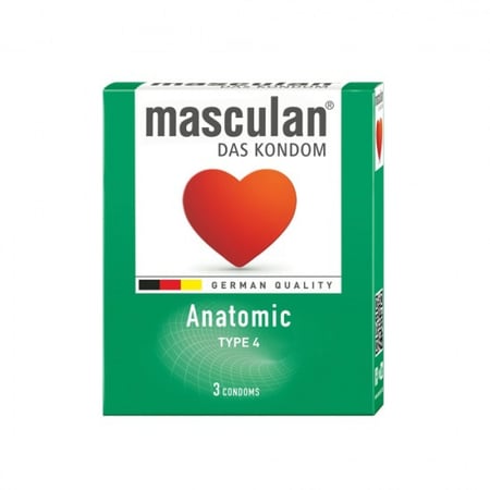 واقي ذكري ألماني ماسكولان راحة اضافية عدد 3 (أخضر)-Masculan Anatomic