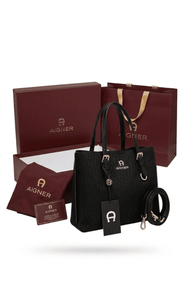 حقيبة آجنر سوداء قماش مع التغليف الكامل أصلية