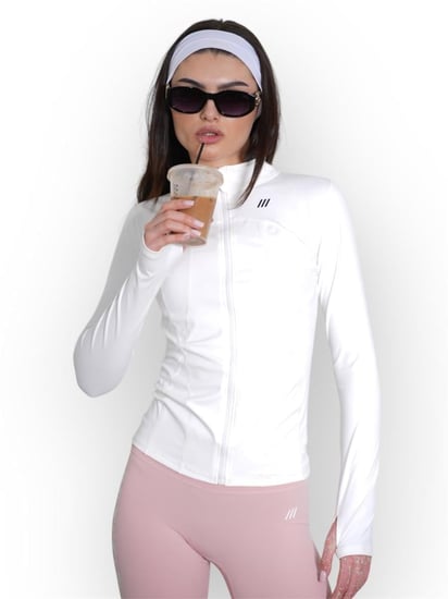 جاكيت اكمام طويلة باللون الابيض