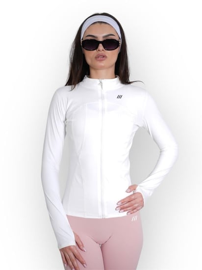 جاكيت اكمام طويلة باللون الابيض