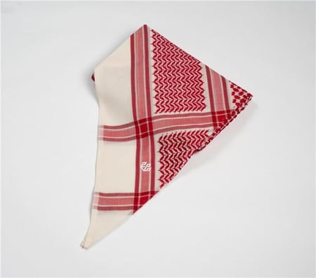 شماغ التاج ذهبي أحمر-بيج(الاصدار الثالث)