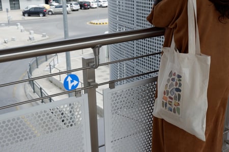 توت باق Tote bag من القطن بتصميم Stones (ازرق)