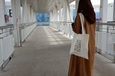توت باق Tote bag من القطن بتصميم Stones (ازرق)