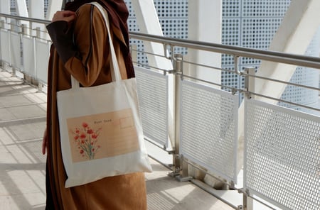 توت باق Tote bag من القطن بتصميم Post Card