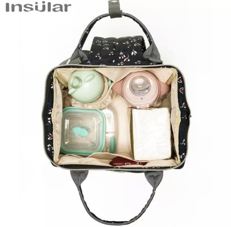 شنطة ماركة انسولار اصلية لاحتياجات الاطفال والمواليد بطبقة سفلية باللون الكحلي