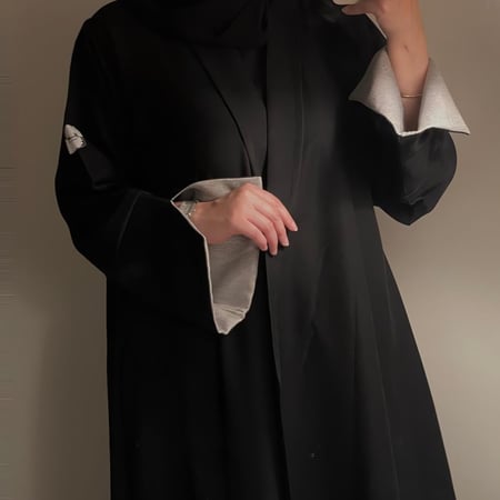 عباية كتان عمليه بأكمام مبطنه#W6