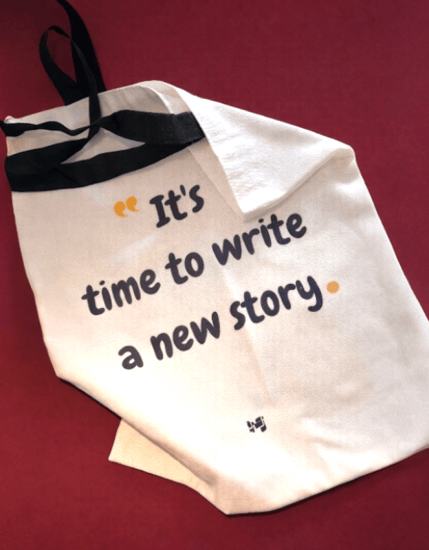 New story tote bag