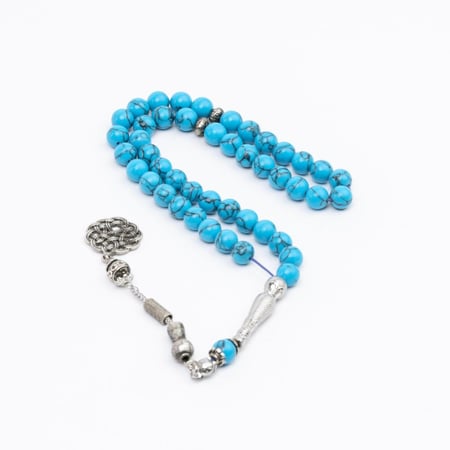 سبحة لون ازرق حجر برازيلي - أجمل سبحة