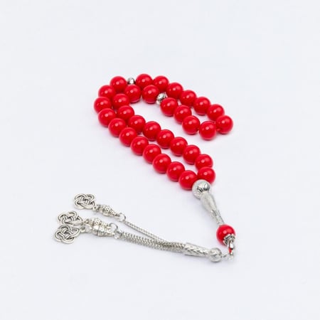 مسبحة حمراء حجر برازيلي - أجمل سبحة