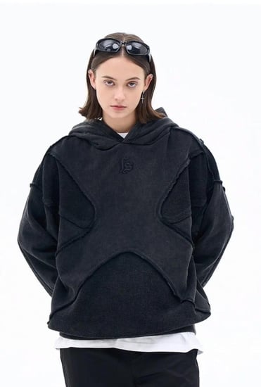 Detail-patch oversized hoodie