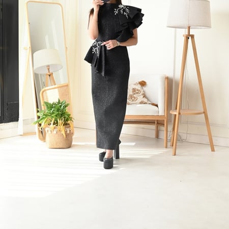 فستان سهره مرصع ماسك أنيق