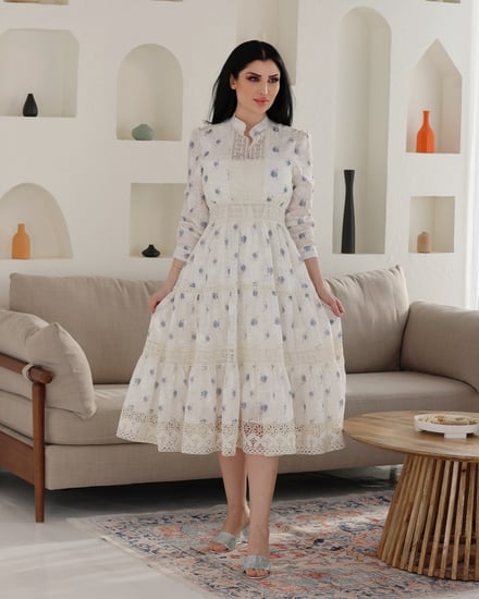 فستان مبد مشجر مزين بشرايط الدانتيل