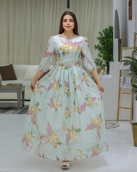 فستان مشجر بتشجيره ناعمه