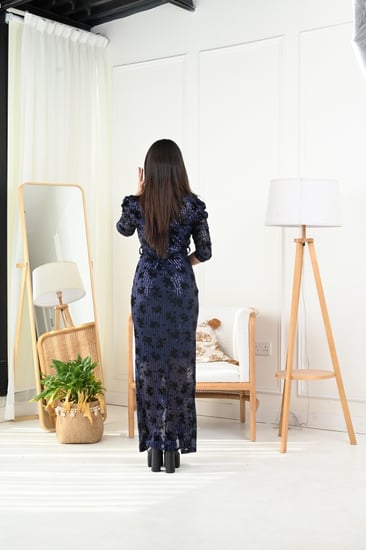 فستان سهره ترتر لف بحزام