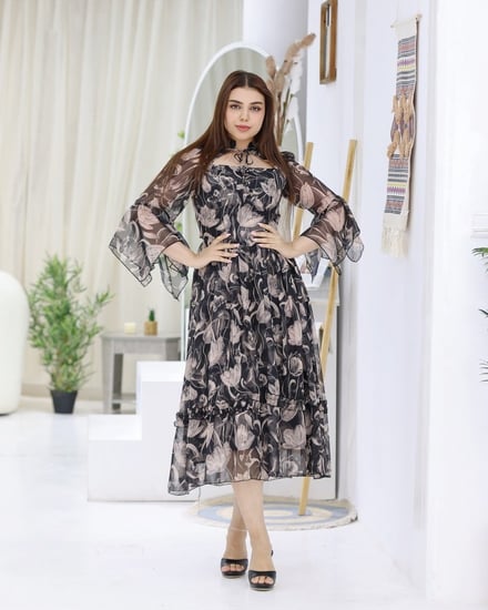 فستان ميد مشجر