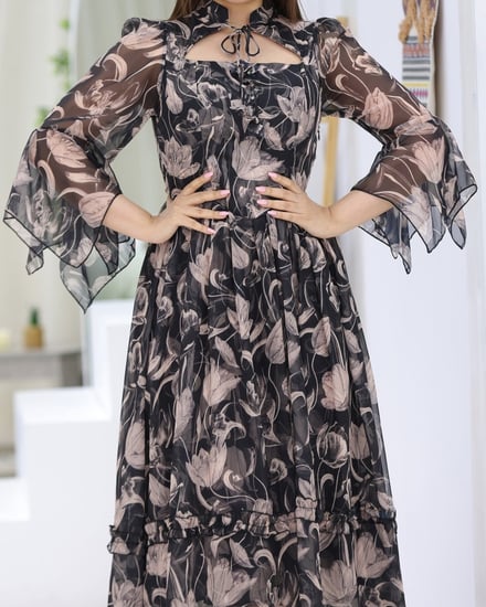 فستان ميد مشجر