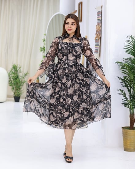 فستان ميد مشجر