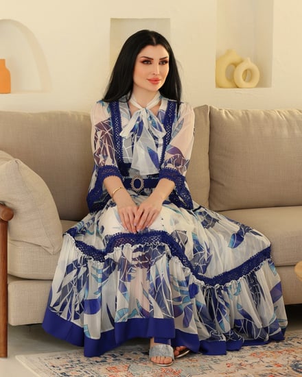 فستان مشجر ميد بربطة العنق