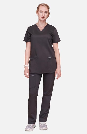 طقم سكراب كامل ماركة شيروكي ورك وير ريڤلوشن / Revolution by Cherokee Workwear Women's V-Neck Solid Scrub Top  /  Women's Elastic Waist Cargo Pocket Scrub Pant