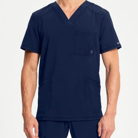 طقم سكراب كامل ماركة شروكي - إنفينيتي/ Cherokee Infinity - Men's V-Neck Solid Scrub Top / Men's Zip Fly Cargo Scrub Pant