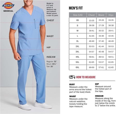 طقم سكراب كامل ماركة ديكيز / Balance by Dickies Men's V-Neck Solid Scrub Top /  Balance by Dickies Men's V-Neck Straight Leg Scrub Pant