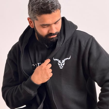 هودي جاكيت بقناع للوجه (أسود) - Jacket Hoodie with face mask (Black)