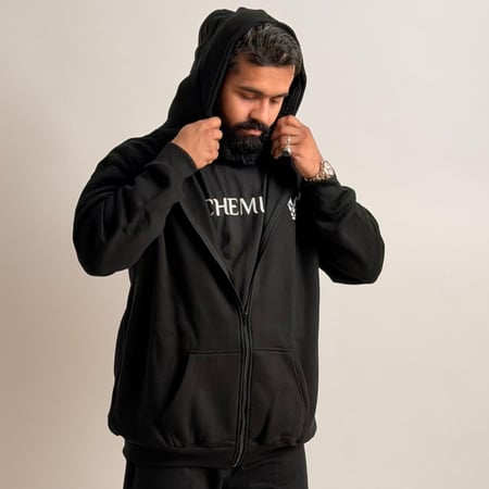 هودي جاكيت بقناع للوجه (أسود) - Jacket Hoodie with face mask (Black)