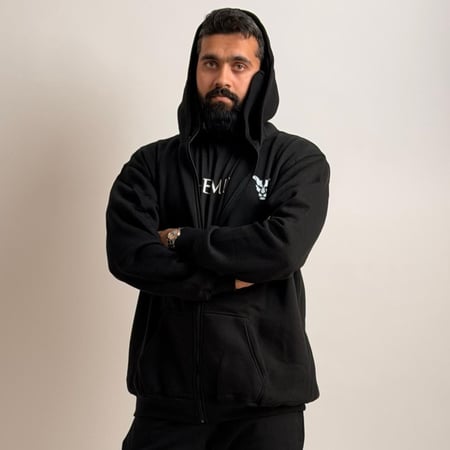 هودي جاكيت بقناع للوجه (أسود) - Jacket Hoodie with face mask (Black)
