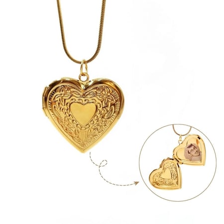 نحت صورة داخل قلادة يمكن فتحها - ذهبي