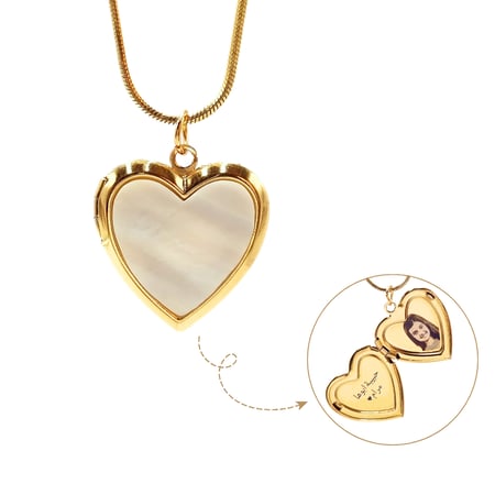 نحت صورة داخل قلادة يمكن فتحها - أبيض ذهبي