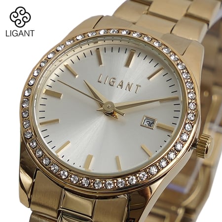 ساعة  نسائية من الاستيل باللون الذهبي