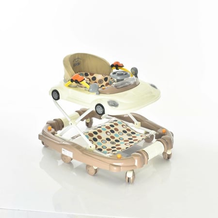 لعبة مشاية الأطفال باللون البيج الغامق والأبيض – مثالية لأول خطوات طفلك