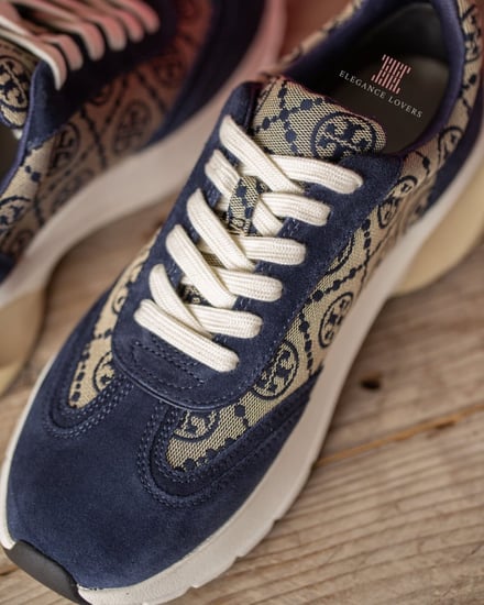 سنيكرز مرتفع ماركة توري بورش - Navy Logo