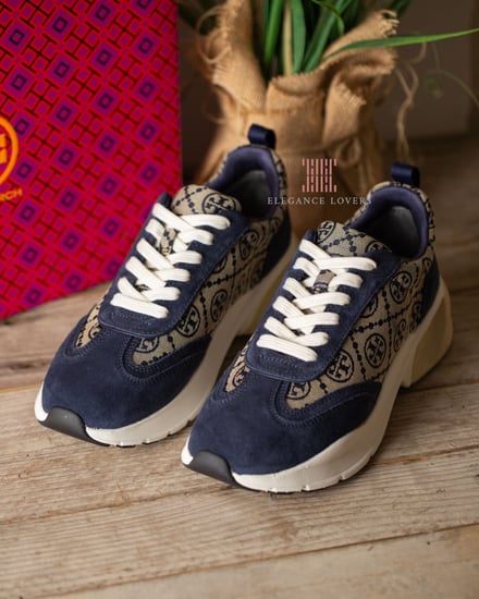 سنيكرز مرتفع ماركة توري بورش - Navy Logo