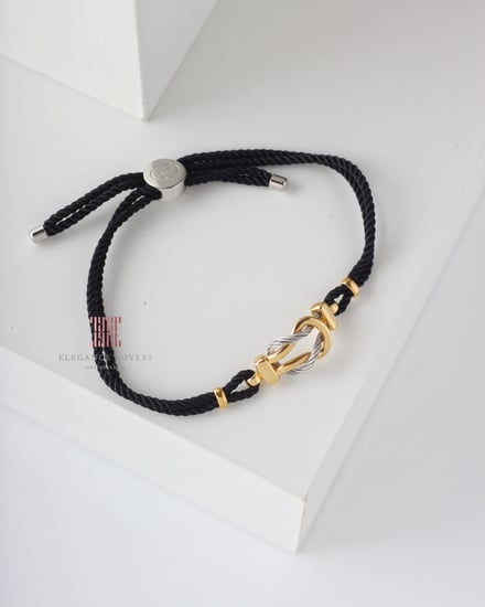 إسوارة من الفضة الخالص مطلية ذهب ماركة شاريول - أسود